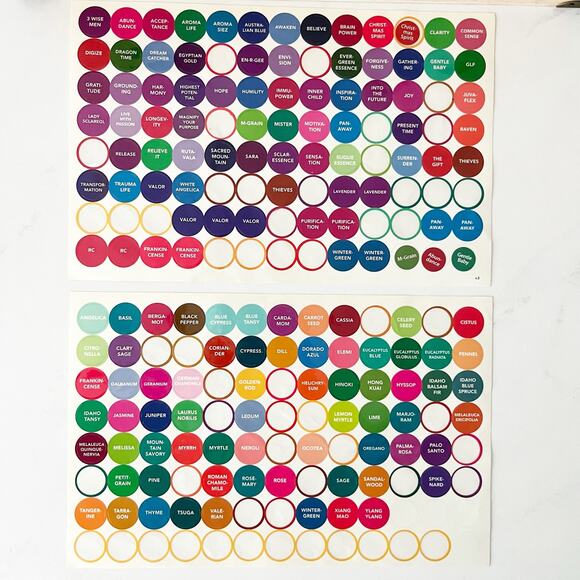 Young Living Essential Oil Bottle Cap Labels - Set of 8 Sheets - Picture 3 of 5